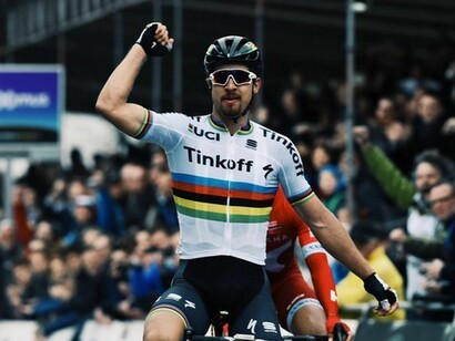 Peter Sagan celebrando una victoria