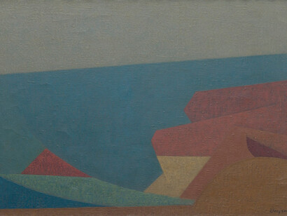 Karl Benjamin, Seascape (detail), 1954. Courtesy of Louis Stern Fine Arts