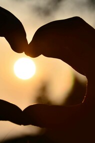A healing heart at sunset 