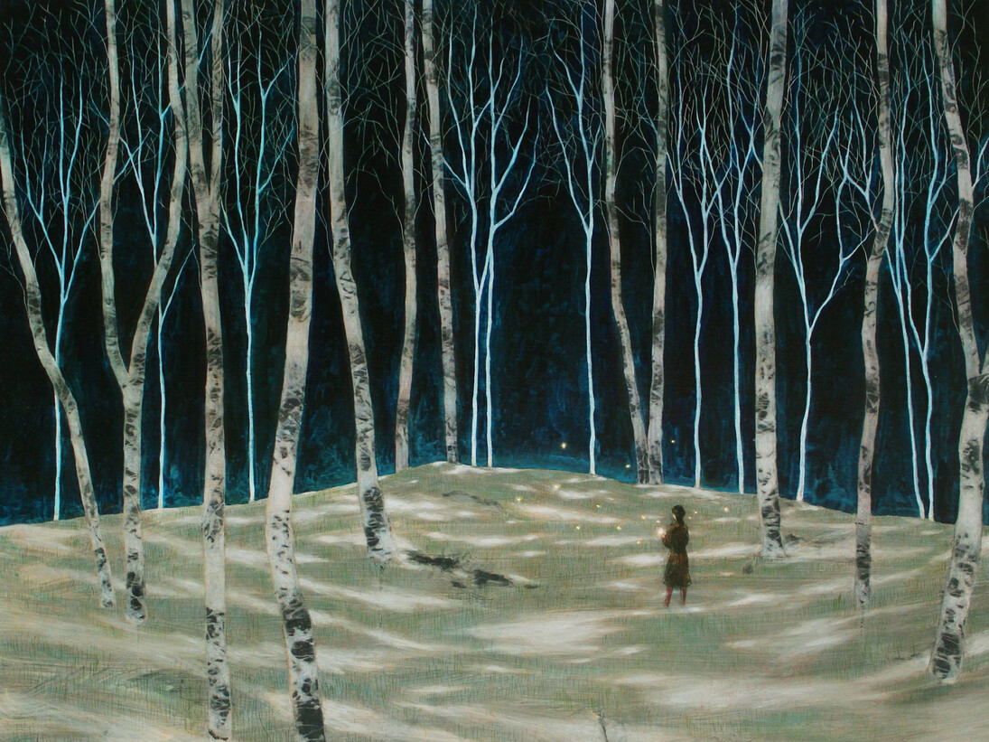 Daniel Ablitt, ‘Holding Light (birches), Oil on board, 80x90cm. Courtesy of Will’s Art Warehouse