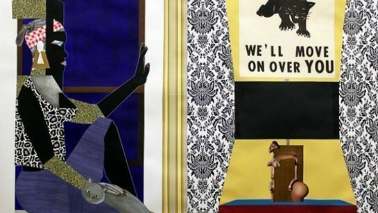 Derrick Adams, Human Structure Shedding Light, mixed media collage on paper, 127 x 182.9 cm