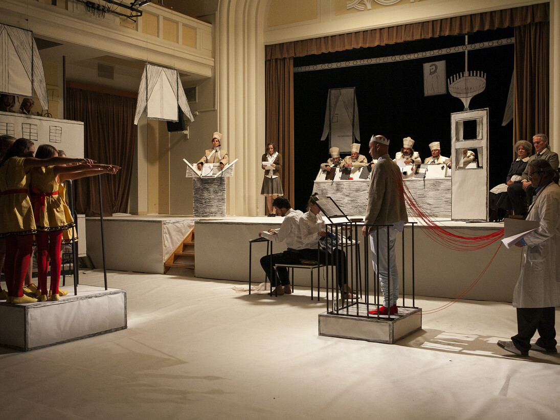 Eva Koťátková

The Judicial Murder of Jakob Mohr

2015-2016

Theater performance and video based on the drawing 

Justiz Mord (1909-1910) by Jakob Mohr

Courtesy of the artist, Meyer Riegger, Berlin/Karlsruhe and hunt kastner, Prague