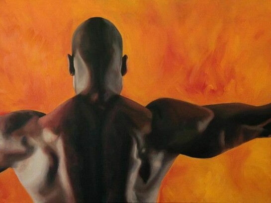 Mairi Budreau, Man Ray, Oil on Canvas, 22.5" x 34"