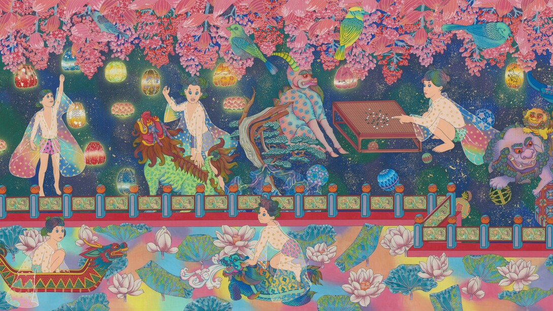 Liu Tianlian, Untitled (detail), Ink on Silk, 196 x 70 cm. Courtesy of the artist and GR Gallery