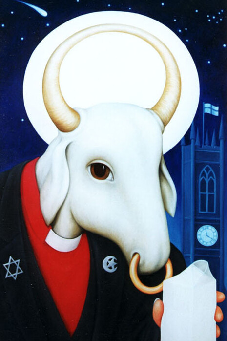 Nandy, patron saint of religion, oil on canvas, Mark Weighton, 1996