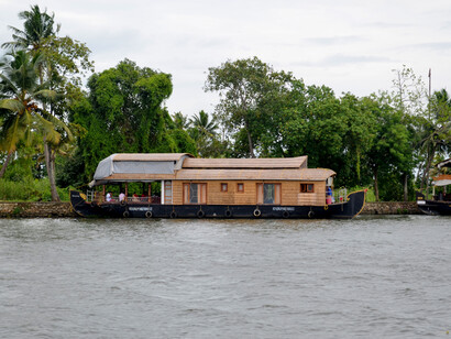 A parked Houseboat
