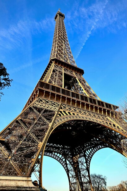 Paris, France, the Eiffel Tower under a clear blue sky