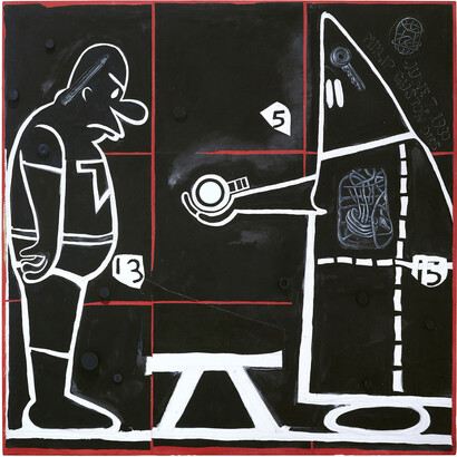 Trenton Doyle Hancock, Step and Screw #18-1, the Handoff, 2015, Mixed media on canvas, 60 x 60 inch (152.4 x 152.4 cm), Courtesy of the Zang Collection, London