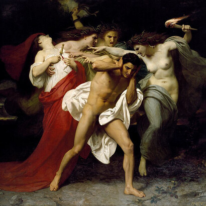 "El remordimiento de Orestes" u "Orestes perseguido por las furias", William-Adolphe Bouguereau, 1862, Museo Chrysler