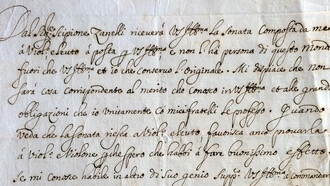 Lettera di Arcangelo Corelli a Fabrizio Laderchi, archivio Baroni