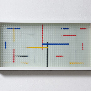 Grazia Varisco, Reticolo frangibile quadricromia doppio omaggio a P.M., 1968 Legno, vetro industriale, 35,5x69,5 cm Courtesy A arte Invernizzi, Milano. Foto Thomas Libis, Milano