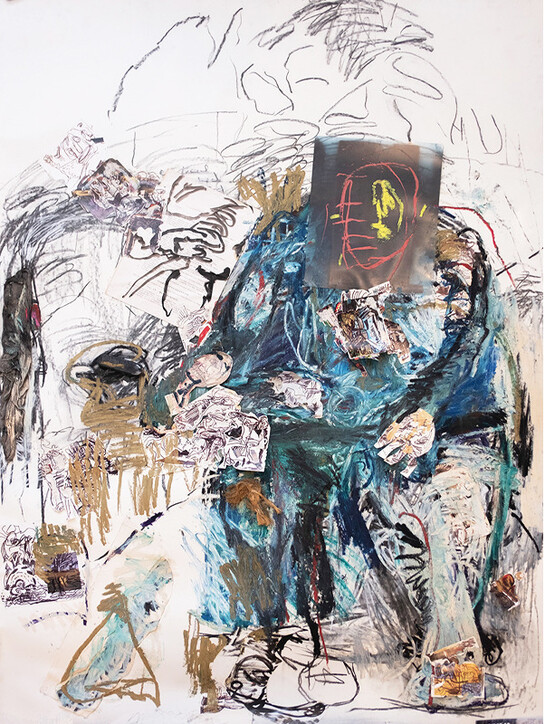 Miriam Beerman, Ghost II (installation fragment), 2006, 80x60 inches, oil on paper/ mixed media