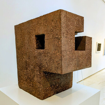 Eduardo Chillida (b.1924). "Leku III" (1970) by the renowned Basque artist. The work is an example of Chillida's focus on volume and space. He is well known for using a single material for his sculptures, and this piece is made from reinforced concrete, which gives it its unique, textured appearance. Image ©MACA/the Author 2026