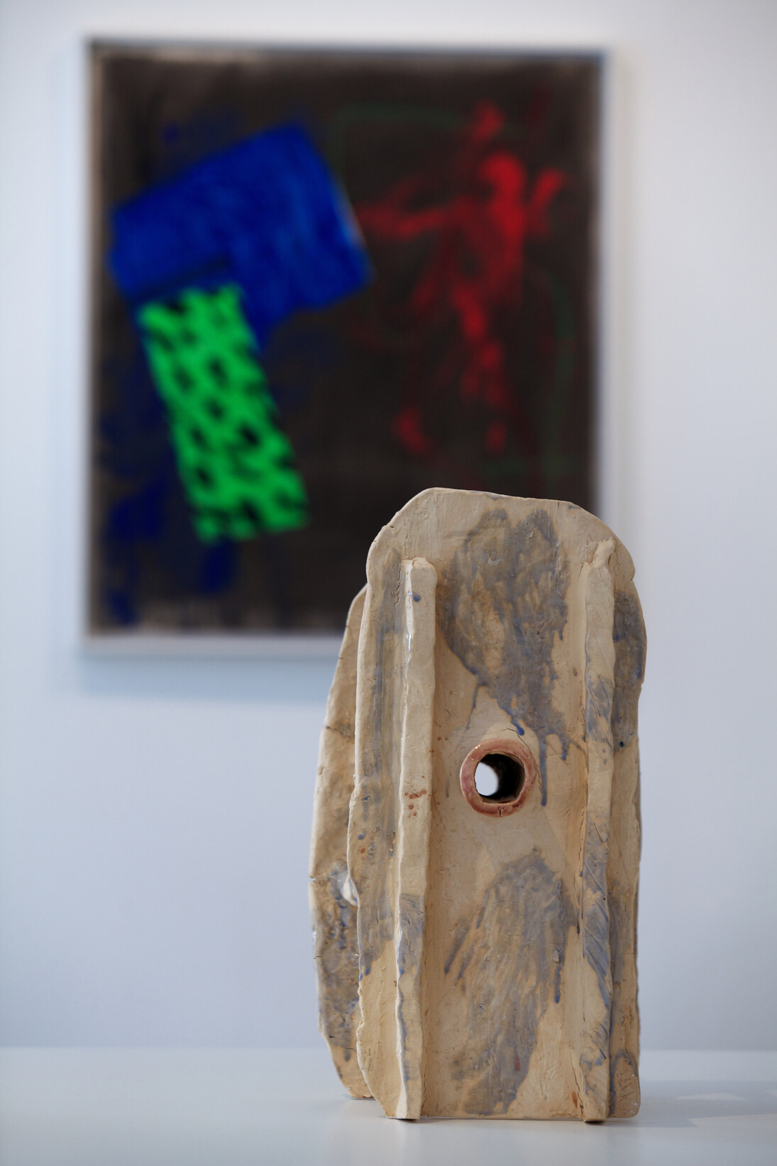 Installation view of Bryan Illsley, 'Fun and Games' (2014) focus on 'Discomfort', photo © Philip Sayer, courtesy of Marsden Woo Gallery, London