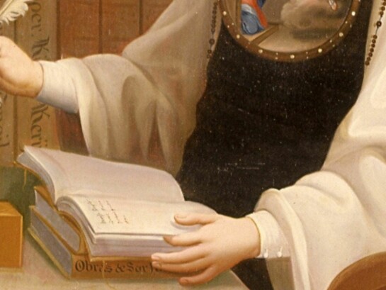 Fragmento de un retrato de Sor Juana Inés de la Cruz, quien fundó la alta intelectualidad criolla virreinal en Nueva España y es una de las escritoras más importantes de la literatura en español