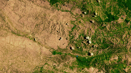 Vista aérea de los efectos de la defosteración en la frontera entre Haití y República Dominicana