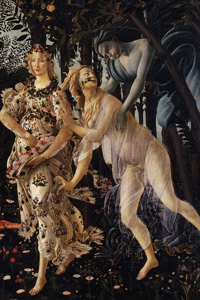 Sandro Botticelli; Alegoría de la primavera, c. 1478, Galería Uffizi, Florencia, Italia (detalle)