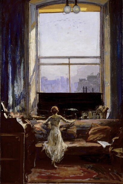 Daylight Raid from my Studio Window, 7 July 1917, Sir John Lavery 1856-1941, © National Museums Northern Ireland, Collection Ulster Museum  