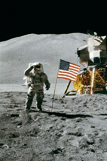 American flag placed on the moon