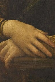 Details of the Mona Lisa inside the Lourve, Paris, France