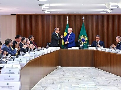 Presidente Lula faz primeira reunião ministerial no Palácio do Planalto; Brasília, Brasil
