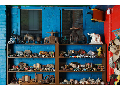 Elephant figurines from the collection of Peter Blake. Photo by Hugo Glendinning
