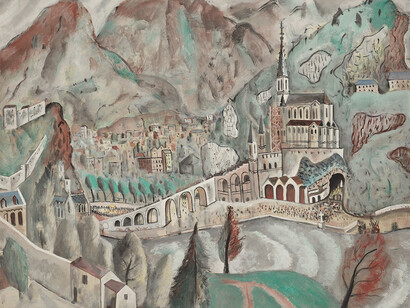 David Jones, Lourdes, 1928, watercolour, Kettle's Yard, University of Cambridge © Trustees of the David Jones Estate