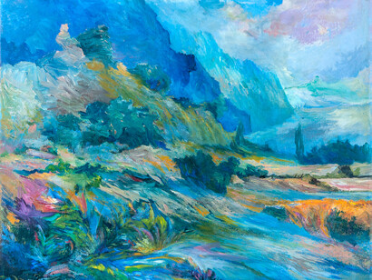 Paolo Salvati, Paesaggio, olio su tela, 50x70 cm, 1995