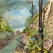 Robert Soden, Sheeps Head a Pound!, Hendon Road 2013, Watercolour, gouache & acrylic. 75x105cm