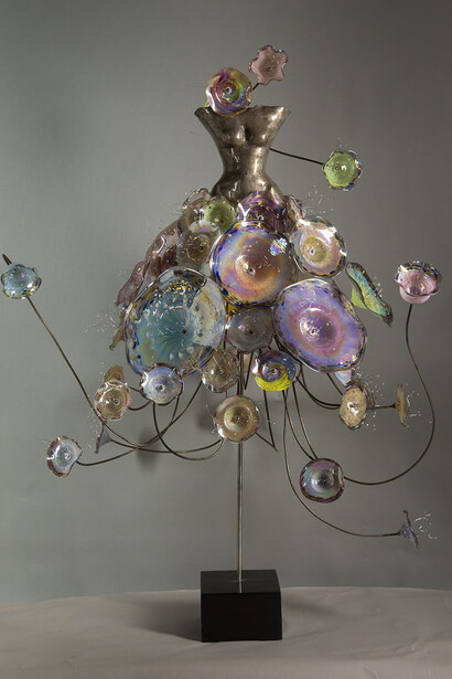 Estella Fransbergen, 2021, Bronze with 53 Handblown Glass Flowers, 74 x 53 in