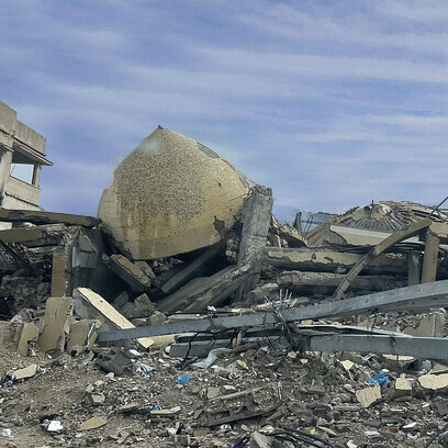 A mosque destroyed in the Jabalia area of the Gaza Strip, Palestine