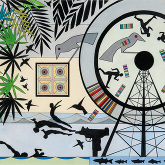 James Clover, Untitled 9, 22 x 33 in, mixed media on paper, 2013-14