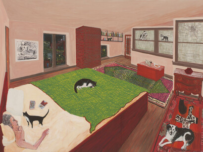 Sarah McEneaney, New Sleep, 2014, acrylic on gessoed wood, 24 x 36 inches