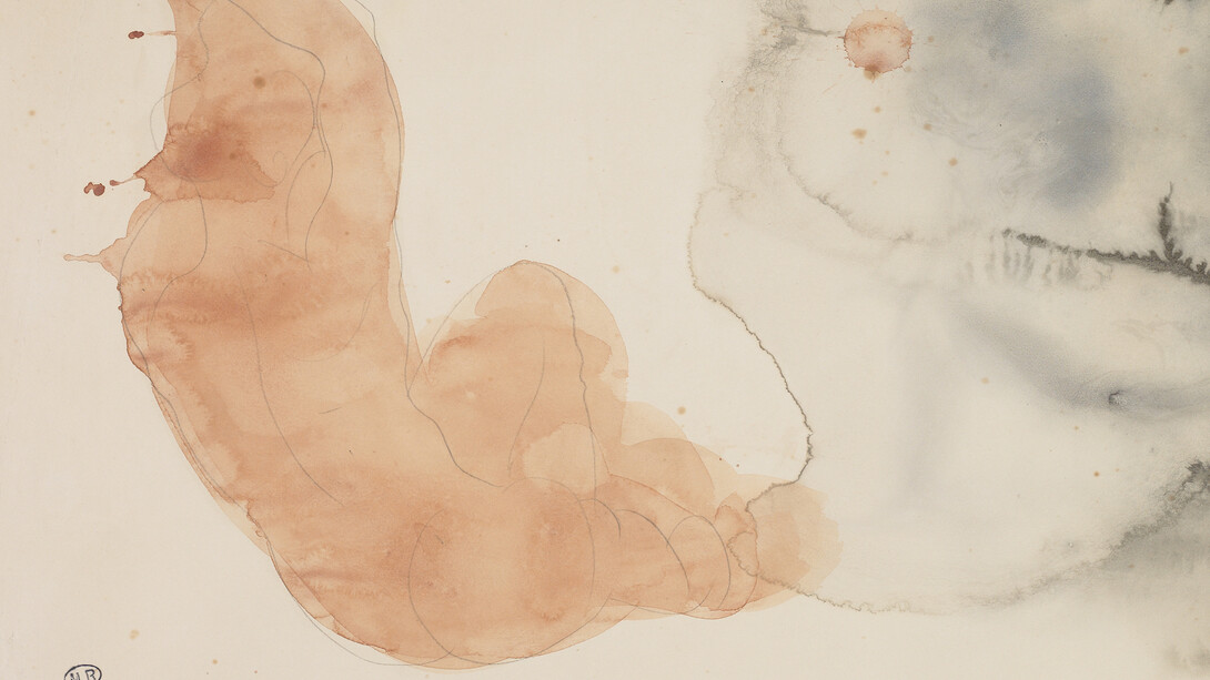 Auguste Rodin, Nude Seen From Behind, Arms Raised, n.d., Pencil and watercolour, © Musée Rodin, D. 4559. Exposition organisée en collaboration avec le musée Rodin. Courtesy of National Gallery of Denmark