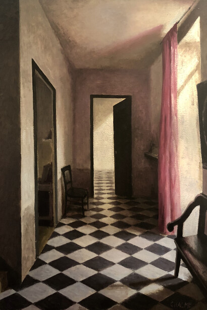 Marc Chalmé - Le Rideau rose - oil on canvas - 32’’ x 25.5’’ (81.3cm x 64.8cm)
