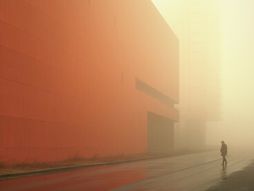 A lone figure walks through a fog-covered city, echoing the early spread of Captain Trips in "The Stand"