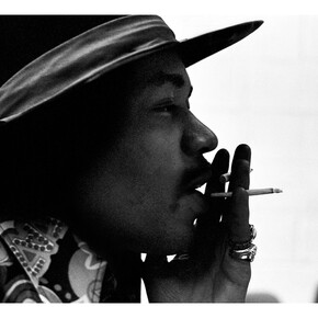 Jimi Hendrix at The Record Plant, NYC, 1968, Image Courtesy of Proud Galleries © Eddie Kramer
