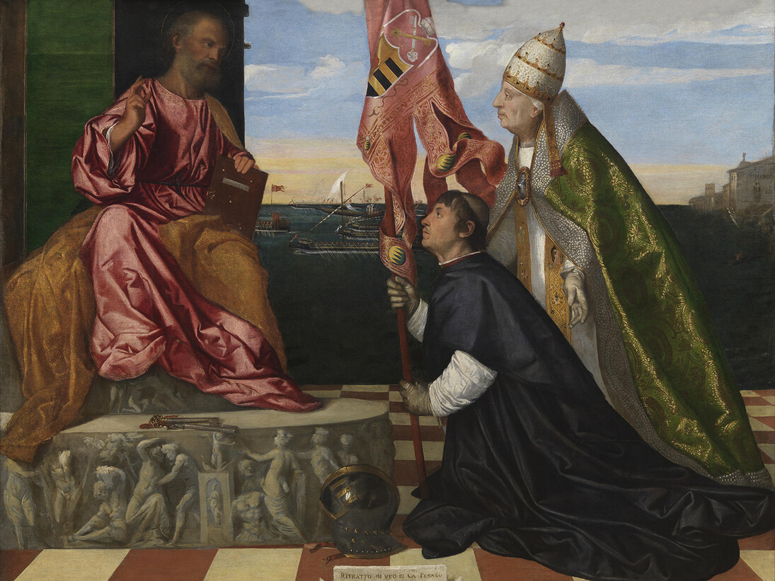 Tiziano Vecellio dit Titien, Le Pape Alexandre Vi Présente Jacopo Pesaro À Saint Pierre, 1502-1510, Huile sur toile - H.147,8 ; L.188,7 cm, Anvers, Musée royal des Beaux-Arts © Lukas-Art in Flanders vzw, photo Hugo Maertens