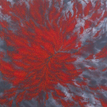Hosook Kang, Flame, 2011, acrylic on canvas,
60 x 60 inches/152.4 x 152.4 cm