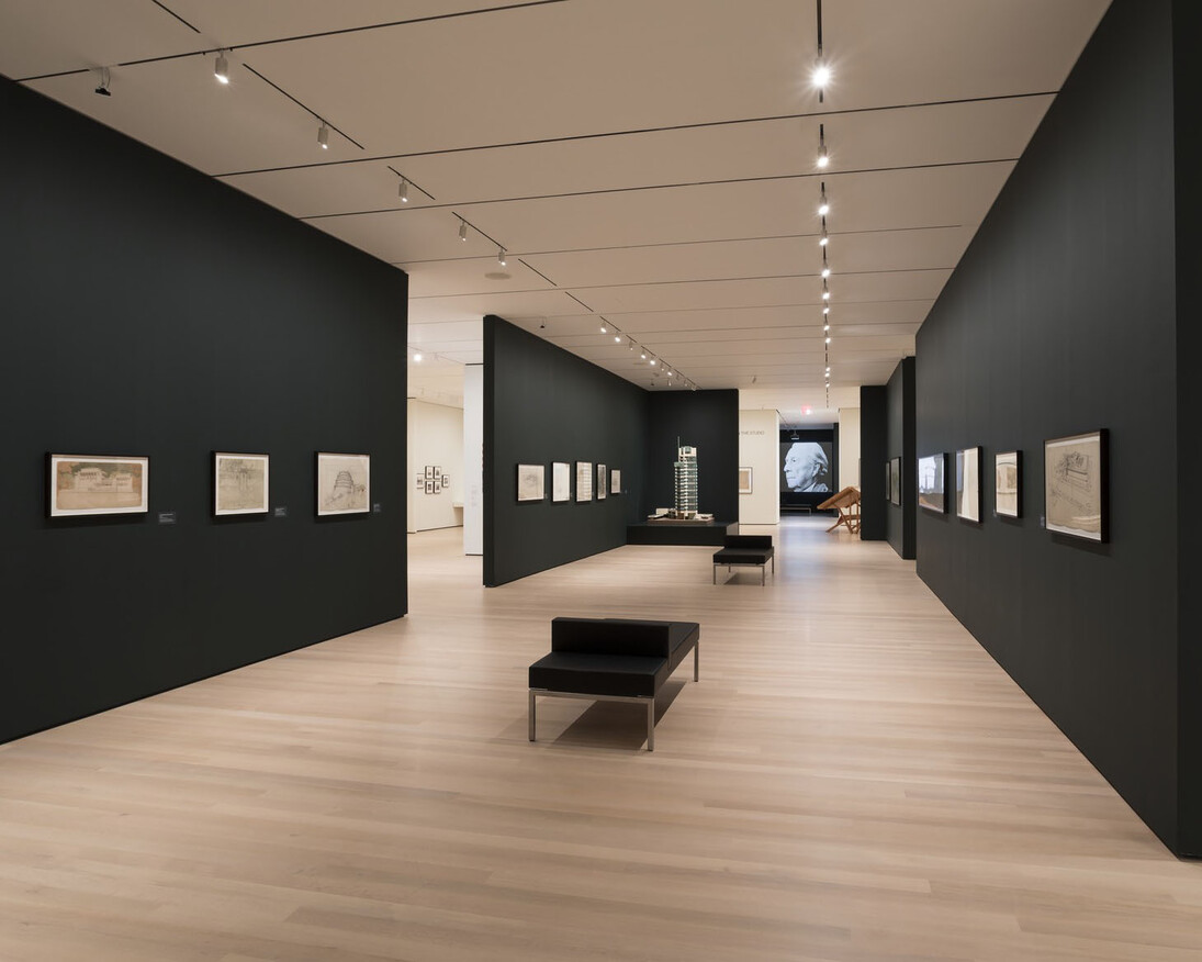 Frank Lloyd Wright at 150, Exhibition view. Courtesy of MoMA