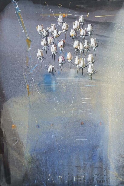 Mario Madiai, Rosae 3, olio, tela, 90 x 120