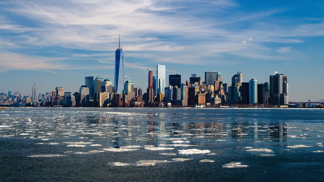 Across the Hudson river is New York City, USA