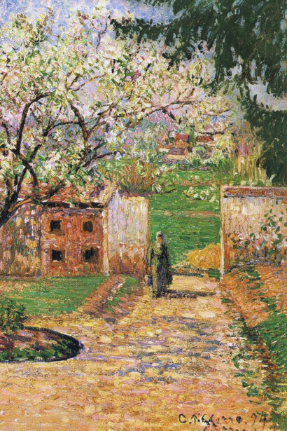 Camille Pissarro, Plum Trees in Blossom, Éragny, 1894, detail