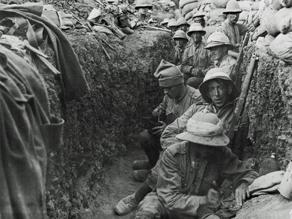 Soldati in trincea durante la battaglia di Gallipoli