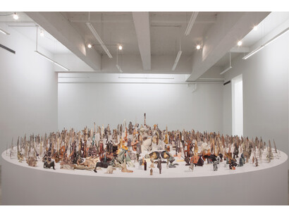 Exhibition view, Boneyard, 2013, Paper cutouts, wood, glue, Dimensions variable. Photo: Jean Vong. Courtesy of the artist and Casey Kaplan, New York