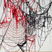 Sheila Pepe, Common Sense II, 2010. Crocheted baby and worsted weight yarns, rope, and community participation. Installation view, Hand + Made: The Performative Impulse in Art & Craft, Contemporary Art Museum Houston, Texas.
