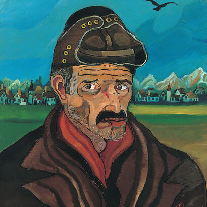 Antonio Ligabue, Autoritratto con berretto da motociclista, s.d. (1954-1955), olio su tavola di faesite, 80 x 70 cm, Gualtieri (Reggio Emilia), collezione privata