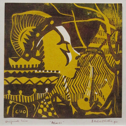Uche Okeke, Agwoi, 1960, linocut, 6x6 inches. Courtesy of the artist and Skoto Gallery