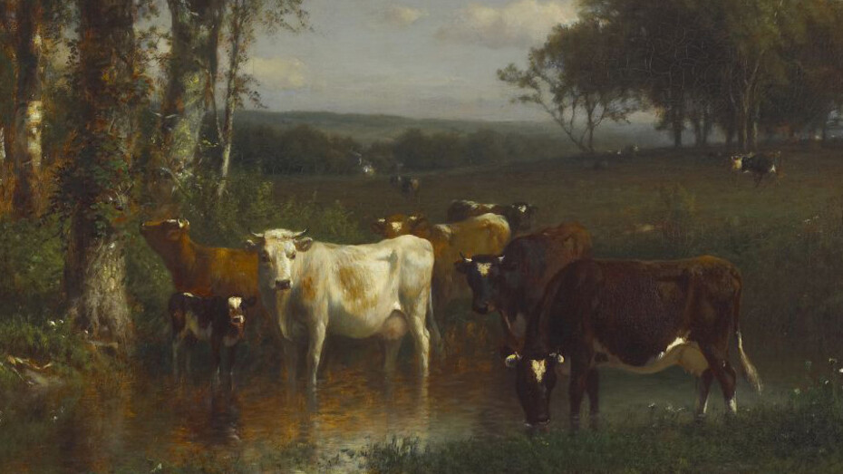 James McDougal Hart (American, 1828-1901), Landscape with Cows, 1887, oil on canvas.
