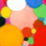 Anda Kubis, Play, Red Orange, 2018, Oil on Canvas, 56 x 64 in.